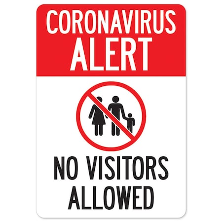 Public Safety Sign, Coronavirus Alert No Visitors Allowed, 5in X 3.5in Decal